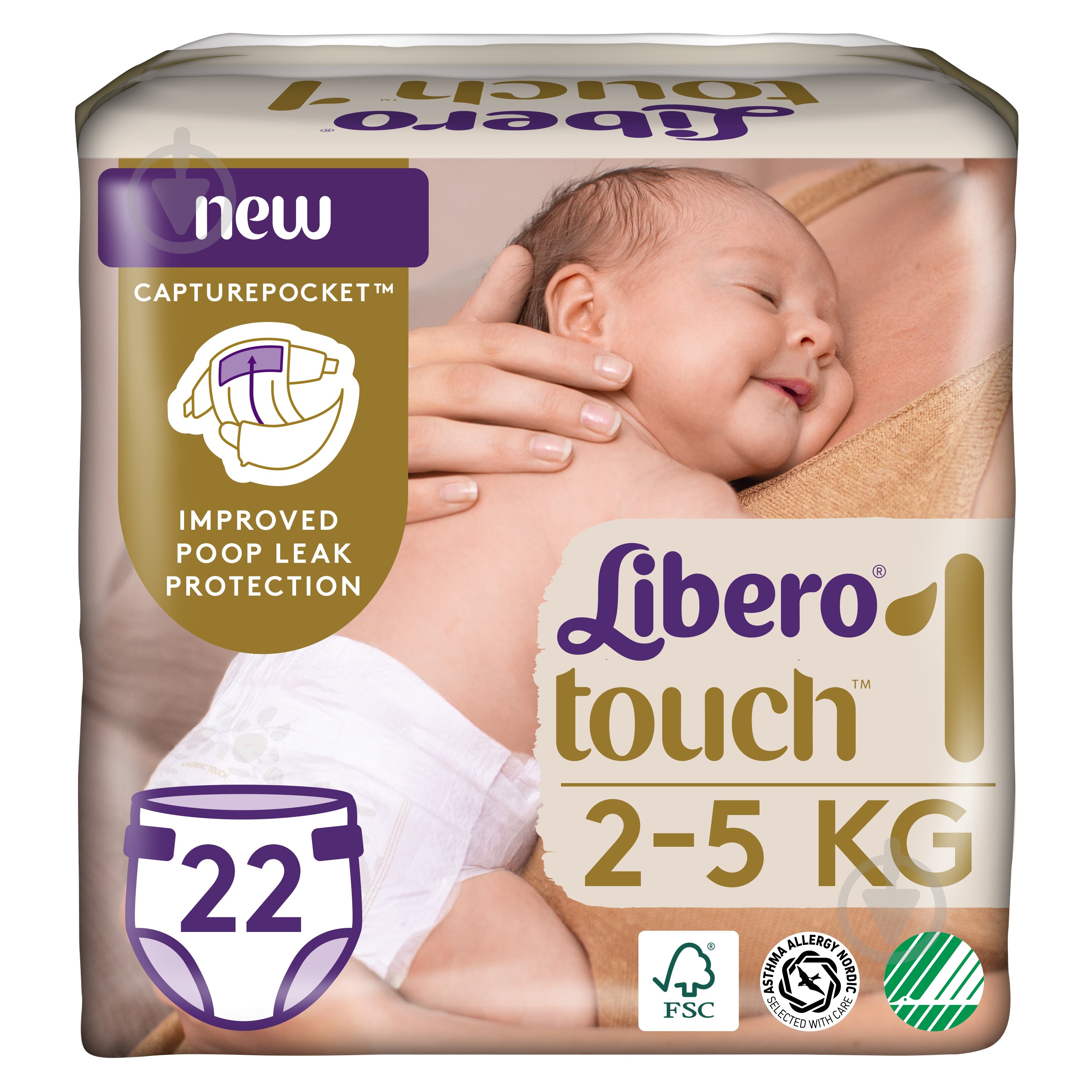 Подгузники Libero Touch 1 2-5 кг 22 шт. - фото 1