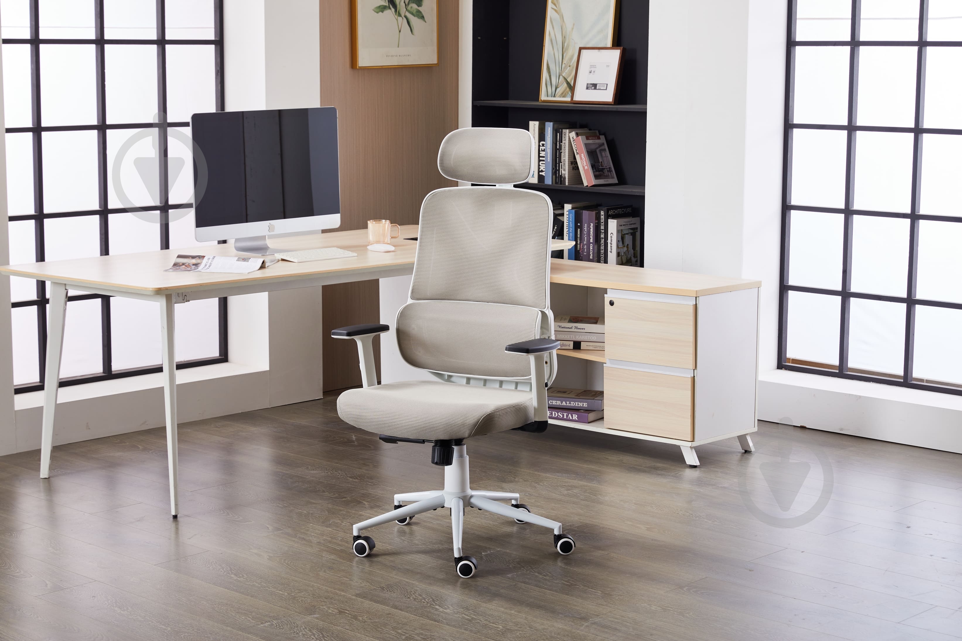 Кресло офисное Ergomix LEVEL (LY-8029H-1-WT) светло-серый - фото 9