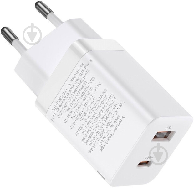 Зарядное устройство BASEUS Super Si Pro C+U 30W(CCSUPP-E02) белый - фото 3