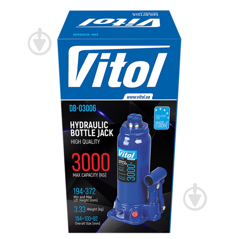 Домкрат гидравлический Vitol DB-03006 3 т - фото 2