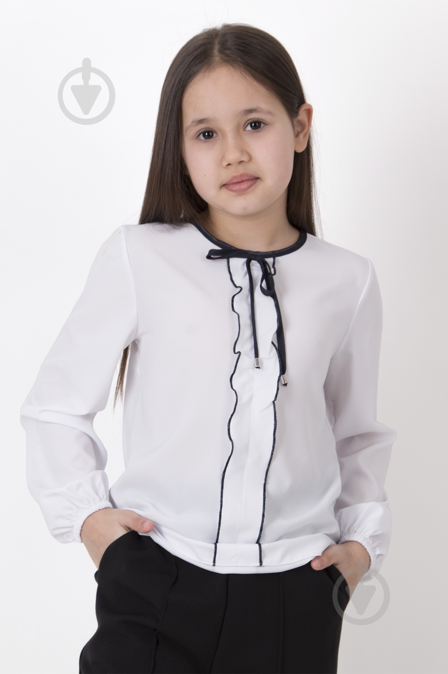 Блуза Mevis р.134 белый 4436 - фото 1