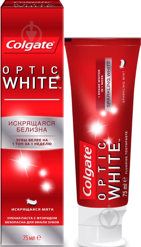 Зубная паста Colgate Optic White Искрящаяся белизна отбеливающая 75 мл - фото 1