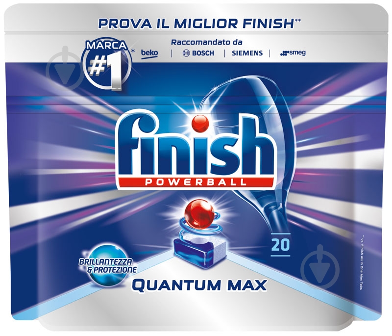Таблетки для посудомоечных машин Finish QUANTUM max 20 шт. - фото 1
