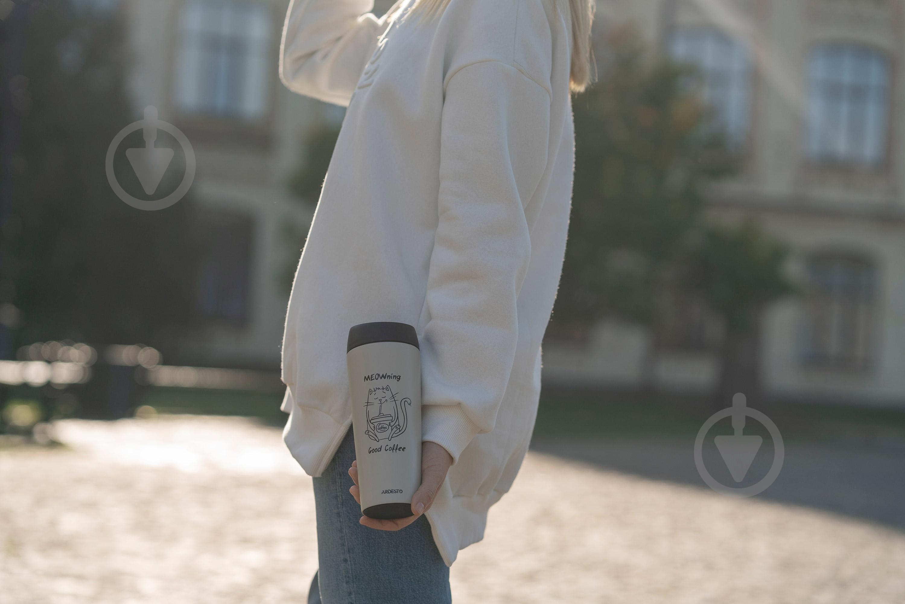 Термочашка Ardesto Coffee Time Meowning 450 мл бежевая AR2645WC - фото 7