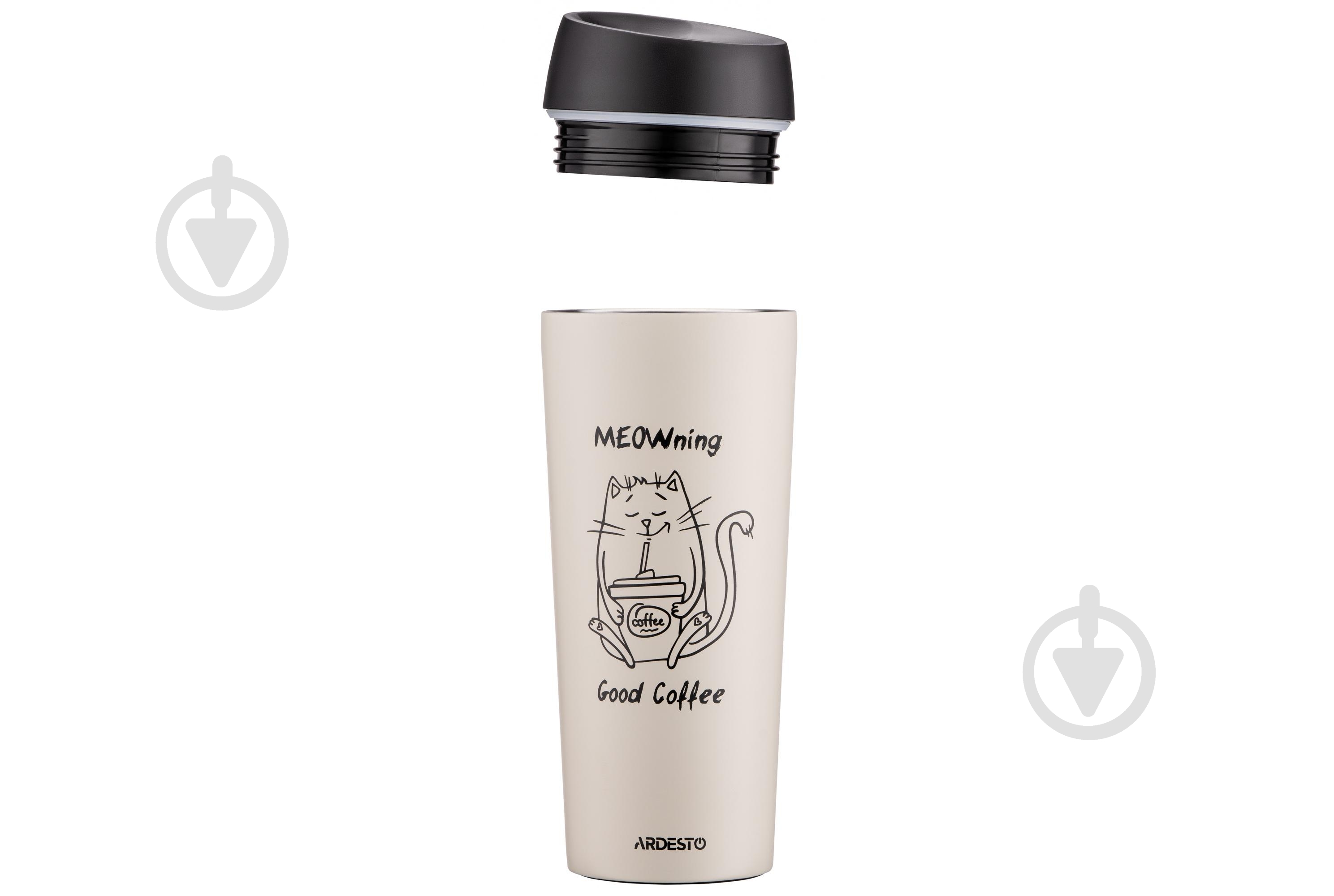 Термочашка Ardesto Coffee Time Meowning 450 мл бежевая AR2645WC - фото 3
