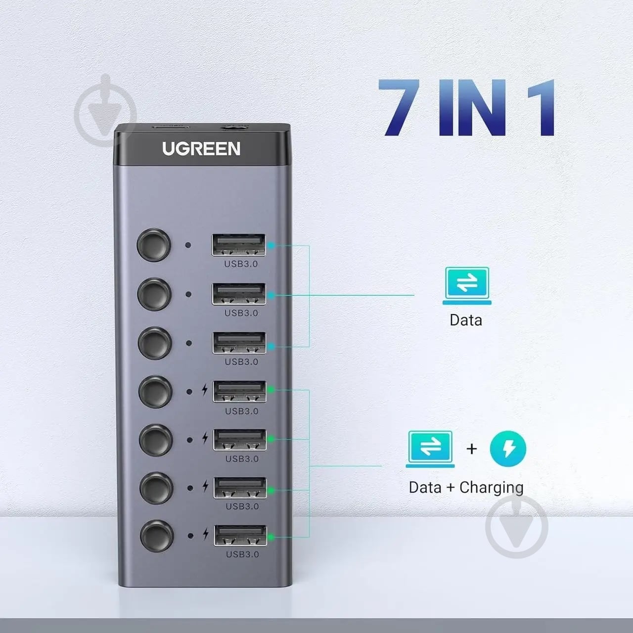 USB-хаб UGREEN з додатковим живленням Type-C 12V 2A CM481 - фото 6