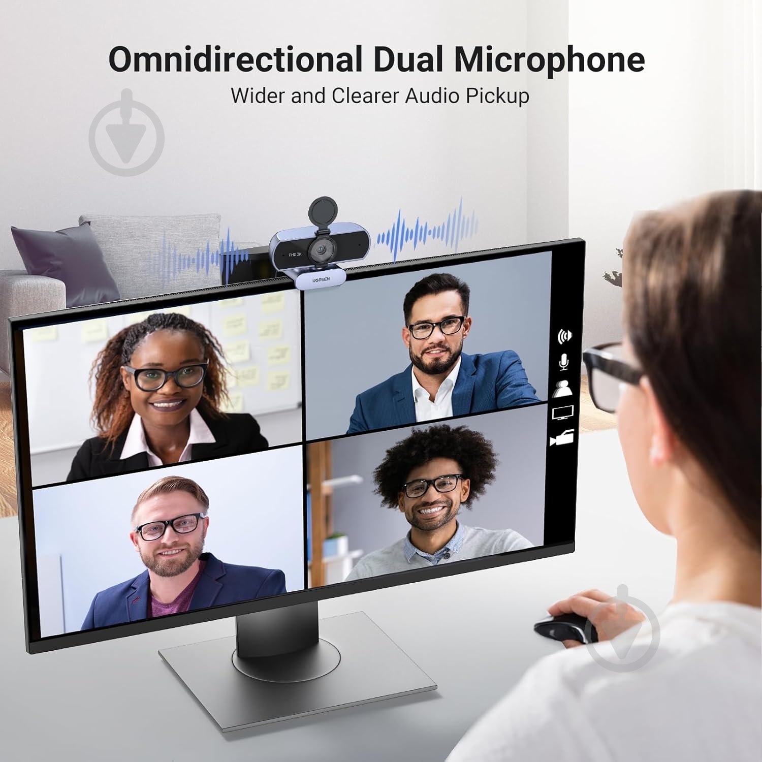 Веб-камера UGREEN CM717 2K USB-A - фото 2