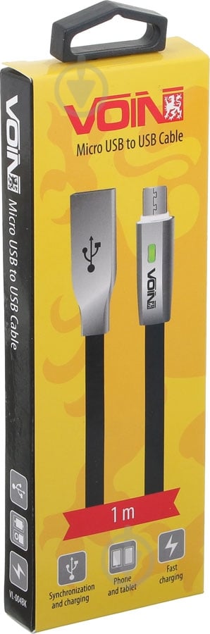 Кабель VL-004BK Voin USB - Micro USB 1m с индикатором - фото 3