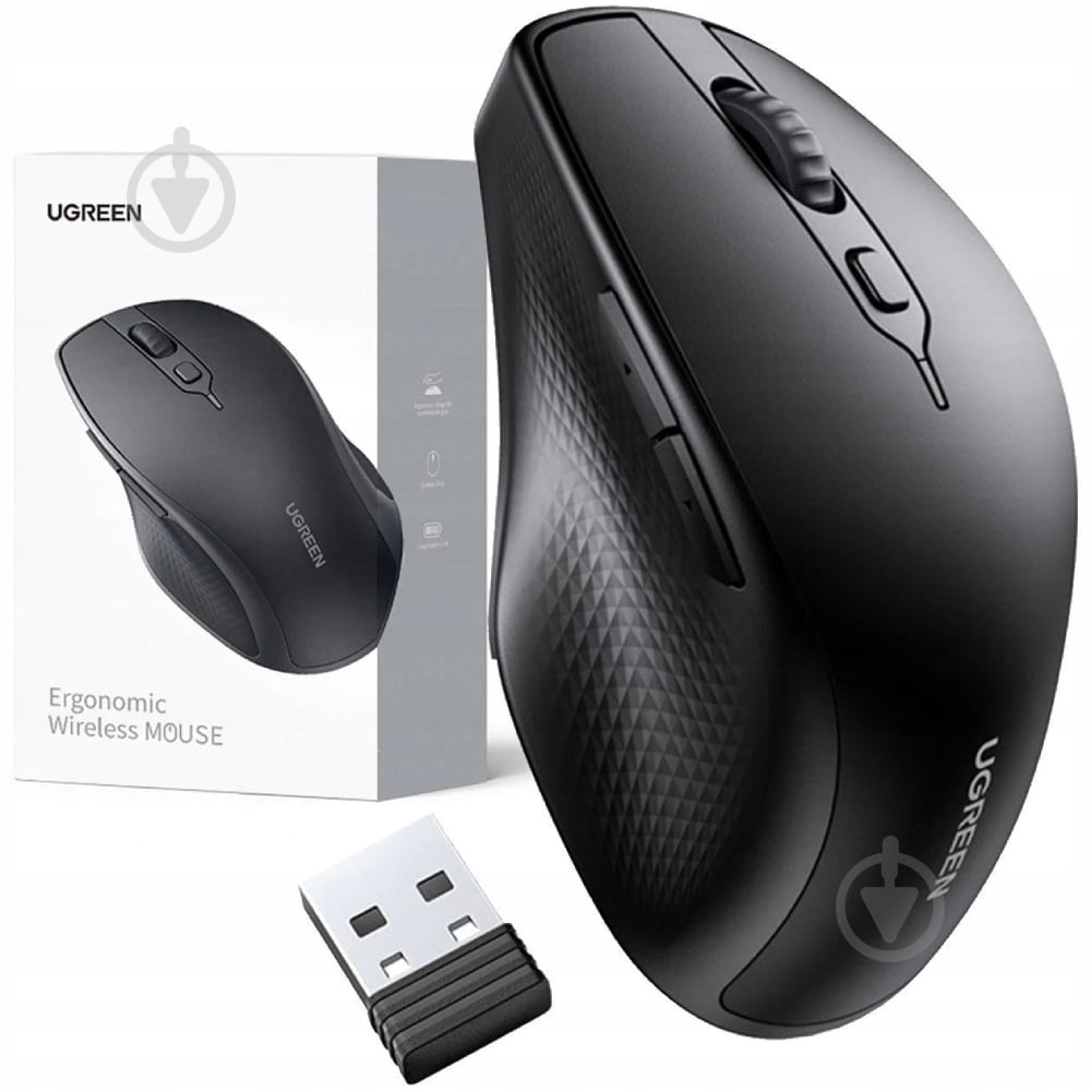 Мышь UGREEN MU101 2.4GHz+Bluetooth black (90395) - фото 6 Мышь UGREEN MU101 2.4GHz+Bluetooth black (90395) - фото 6