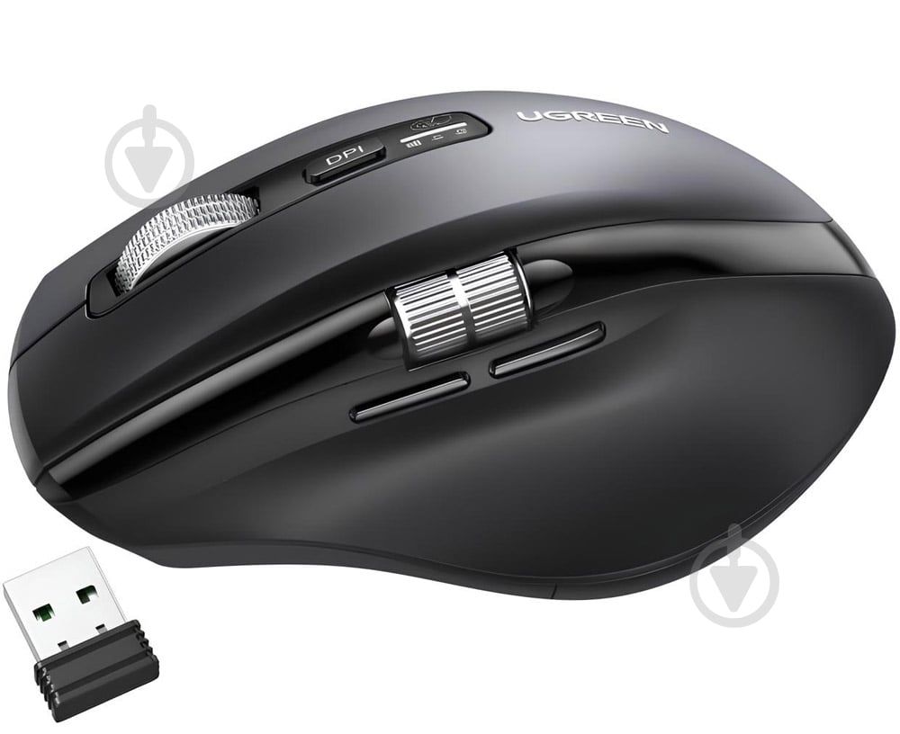 Мышь UGREEN 2.4GHz&BT M751 Ergonomic Contoured-Shape black (45792) - фото 2