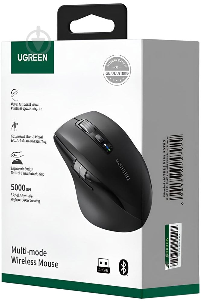 Мышь UGREEN 2.4GHz&BT M751 Ergonomic Contoured-Shape black (45792) - фото 3