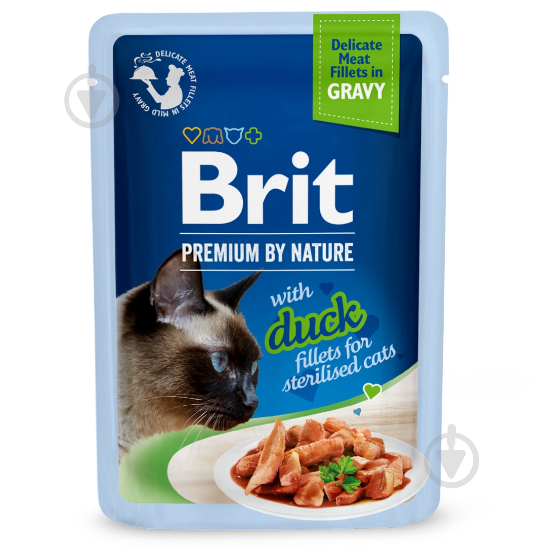 Корм вологий для котів Brit Premium By Nature for Sterilised качка філе в соусі 85 г - фото 1 Корм вологий для котів Brit Premium By Nature for Sterilised качка філе в соусі 85 г - фото 1