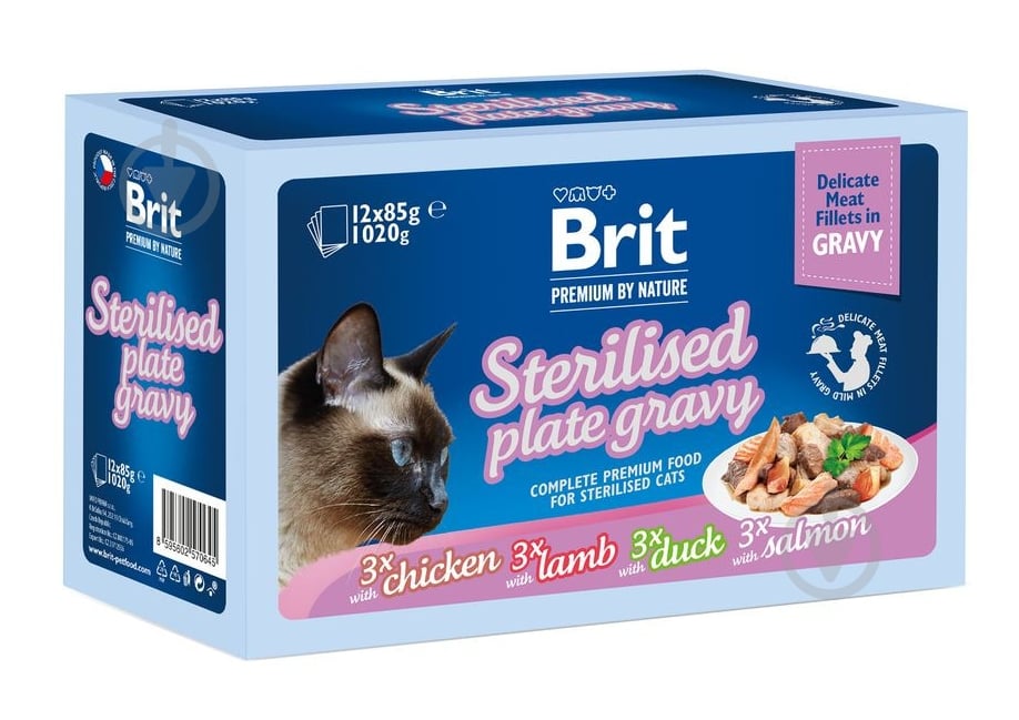 Набір корму для стерилізованих котів Brit Premium By Nature Сімейна тарілка в соусі 12 шт. x 85 г - фото 1 Набір корму для стерилізованих котів Brit Premium By Nature Сімейна тарілка в соусі 12 шт. x 85 г - фото 1
