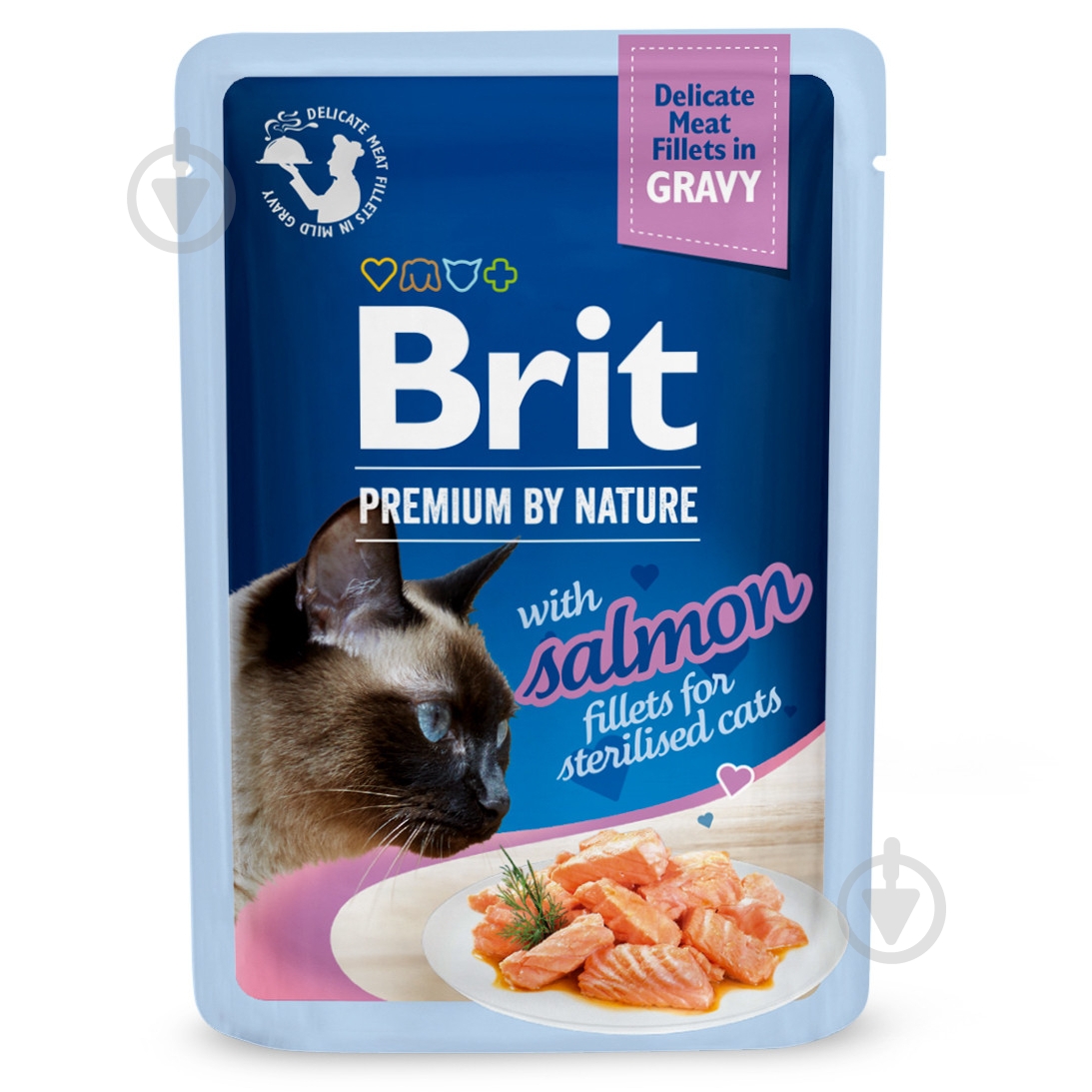 Корм влажный для котов Brit Premium By Nature for Sterilised филе лосось в соусе 85 г - фото 1