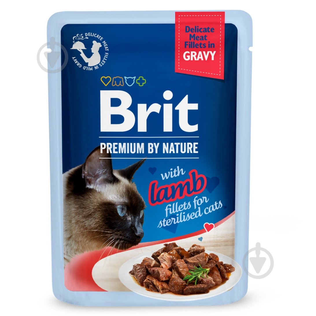 Корм вологий для котів Brit Premium By Nature for Sterilised ягня філе в соусі 85 г - фото 1 Корм вологий для котів Brit Premium By Nature for Sterilised ягня філе в соусі 85 г - фото 1