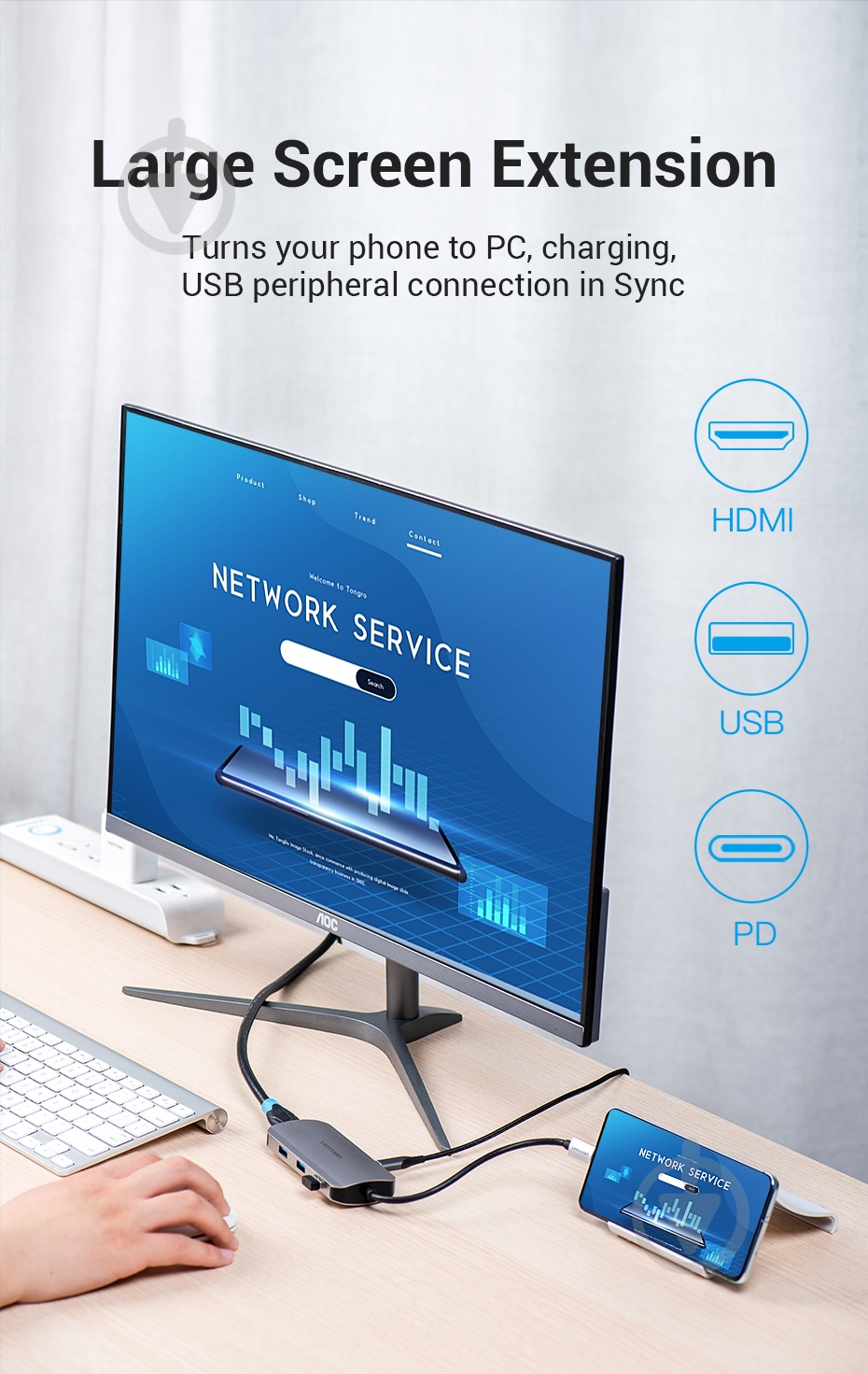 Док-станция Vention silver (TODHB) - фото 7 Док-станция Vention silver (TODHB) - фото 7