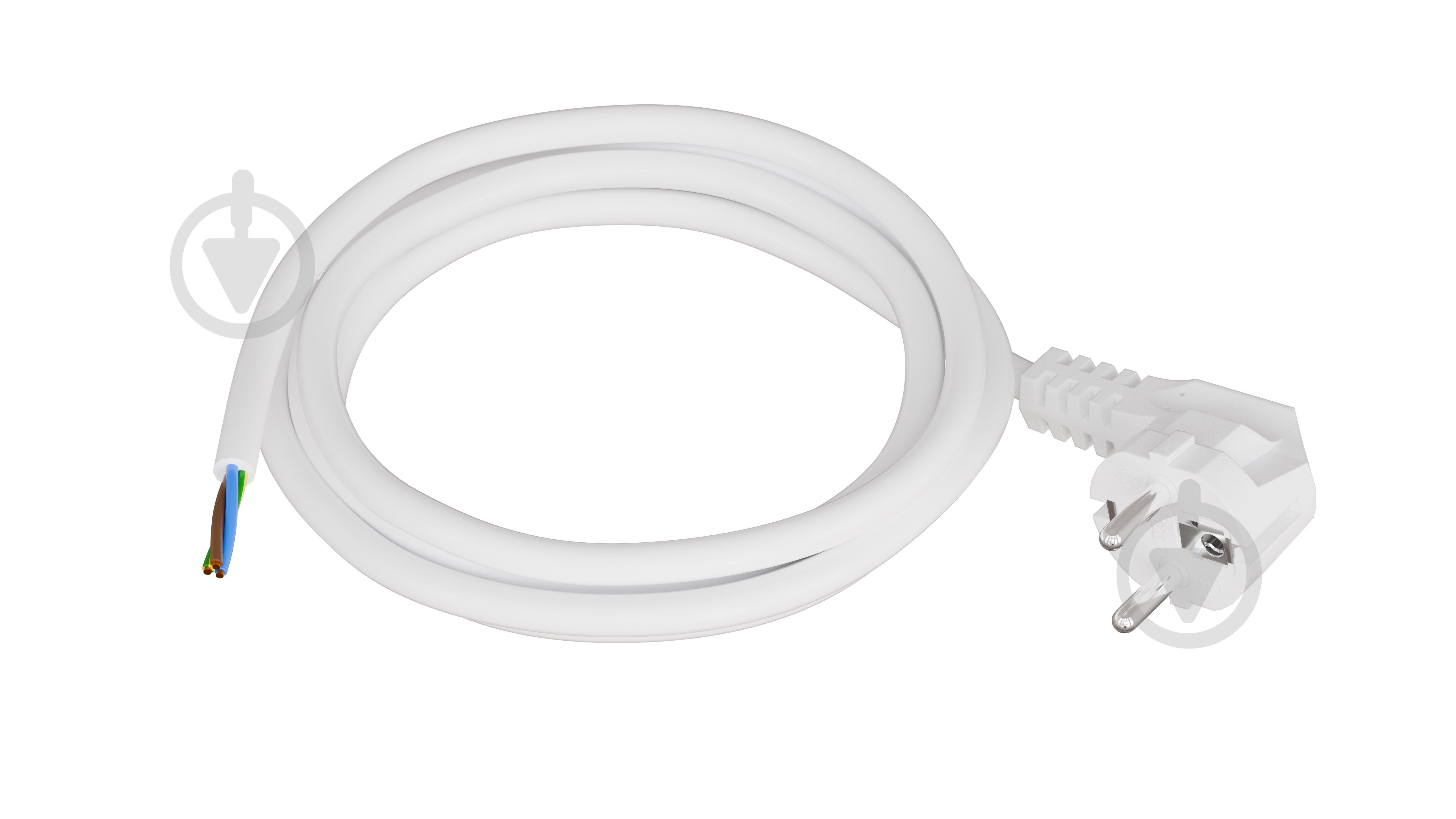 Вилка кабельная угловая Одескабель H05VV-F 3G1,5 2,7 м с вилкой DE 1 R2 с заземлением 220В 16А IP20 белый - фото 1 Вилка кабельная угловая Одескабель H05VV-F 3G1,5 2,7 м с вилкой DE 1 R2 с заземлением 220В 16А IP20 белый - фото 1