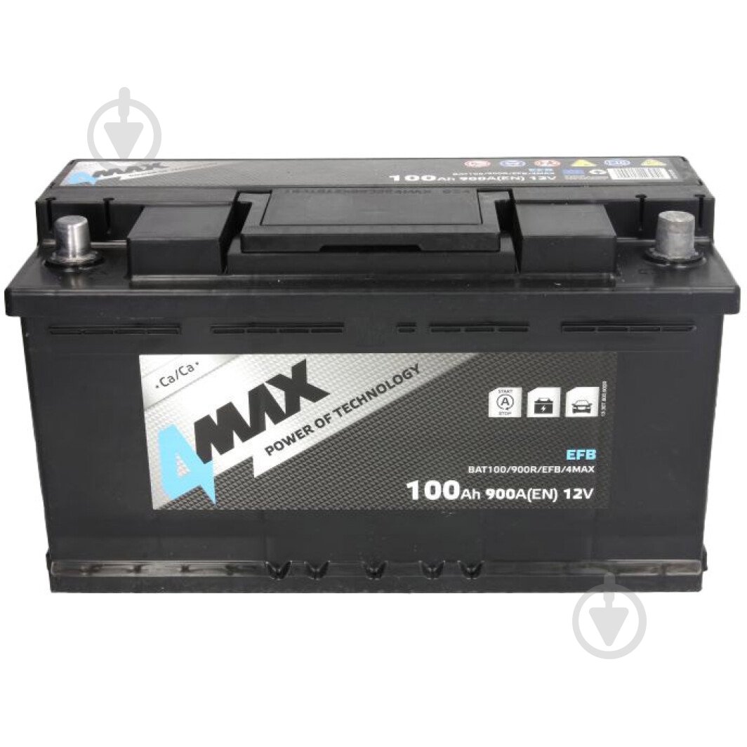 Аккумулятор автомобильный 4MAX 100Ah 900A 12V BAT100900REFB4MAX «+» справа (BAT100900REFB4MAX) - фото 1 Аккумулятор автомобильный 4MAX 100Ah 900A 12V BAT100900REFB4MAX «+» справа (BAT100900REFB4MAX) - фото 1