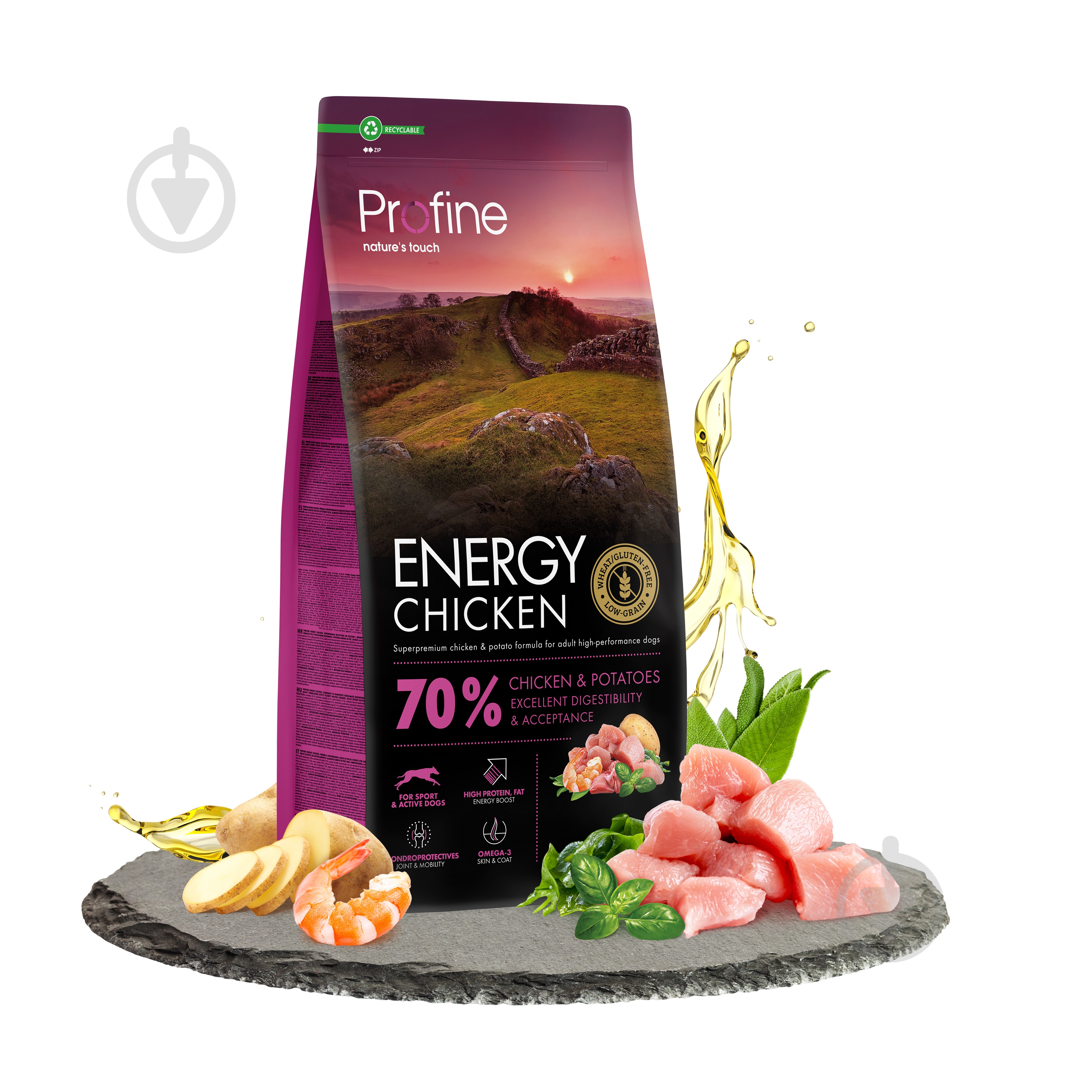 Корм сухий Profine Energy для активних собак всіх порід з куркою та картоплею 12 кг - фото 2