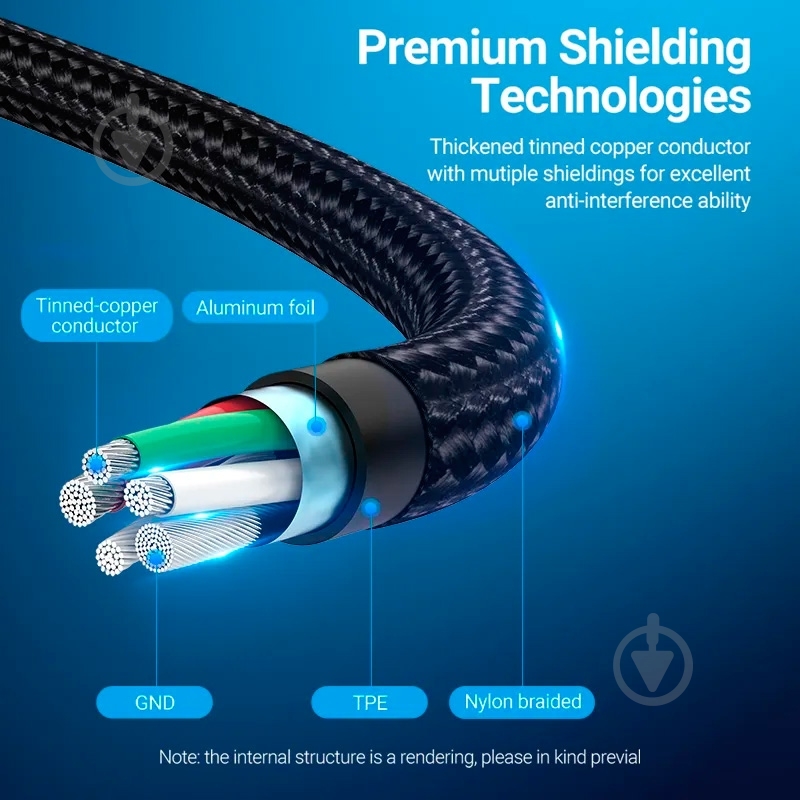 Кабель Vention 0,5 м черный (CQGHD) - фото 4 Кабель Vention 0,5 м черный (CQGHD) - фото 4