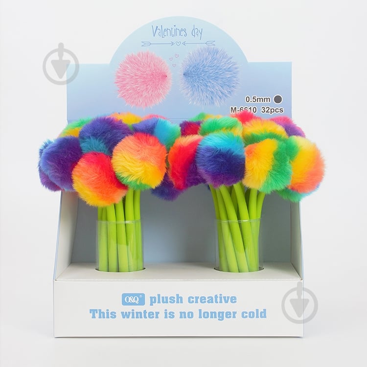 Ручка кулькова Brushme Різнокольоровий помпон - фото 1