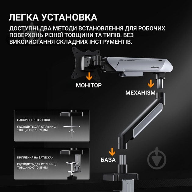Кріплення для монітора Anda Seat Stealth PRO II White&Gray поворотно-похилі 17"-42" білий - фото 12 Кріплення для монітора Anda Seat Stealth PRO II White&Gray поворотно-похилі 17"-42" білий - фото 12