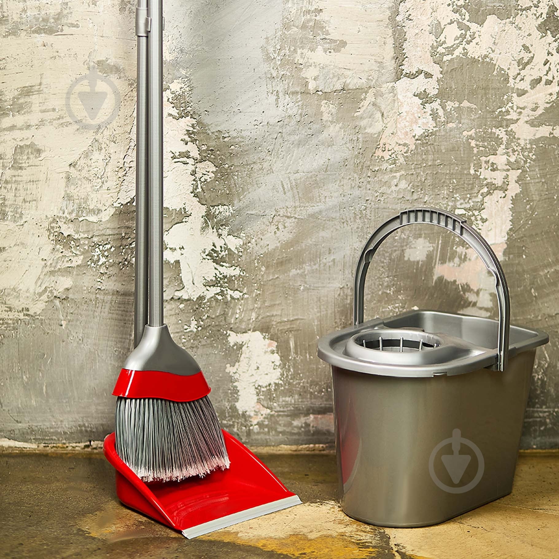 Совок зі щіткою Євро Алеана 96 см червоний із сірим - фото 2 Совок зі щіткою Євро Алеана 96 см червоний із сірим - фото 2