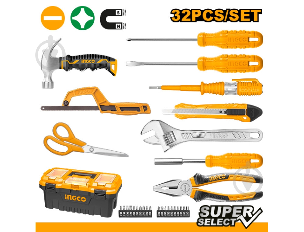 Набор ручного инструмента INGCO Super Select INGCO 32 шт. HKTHP10321 - фото 2 Набор ручного инструмента INGCO Super Select INGCO 32 шт. HKTHP10321 - фото 2