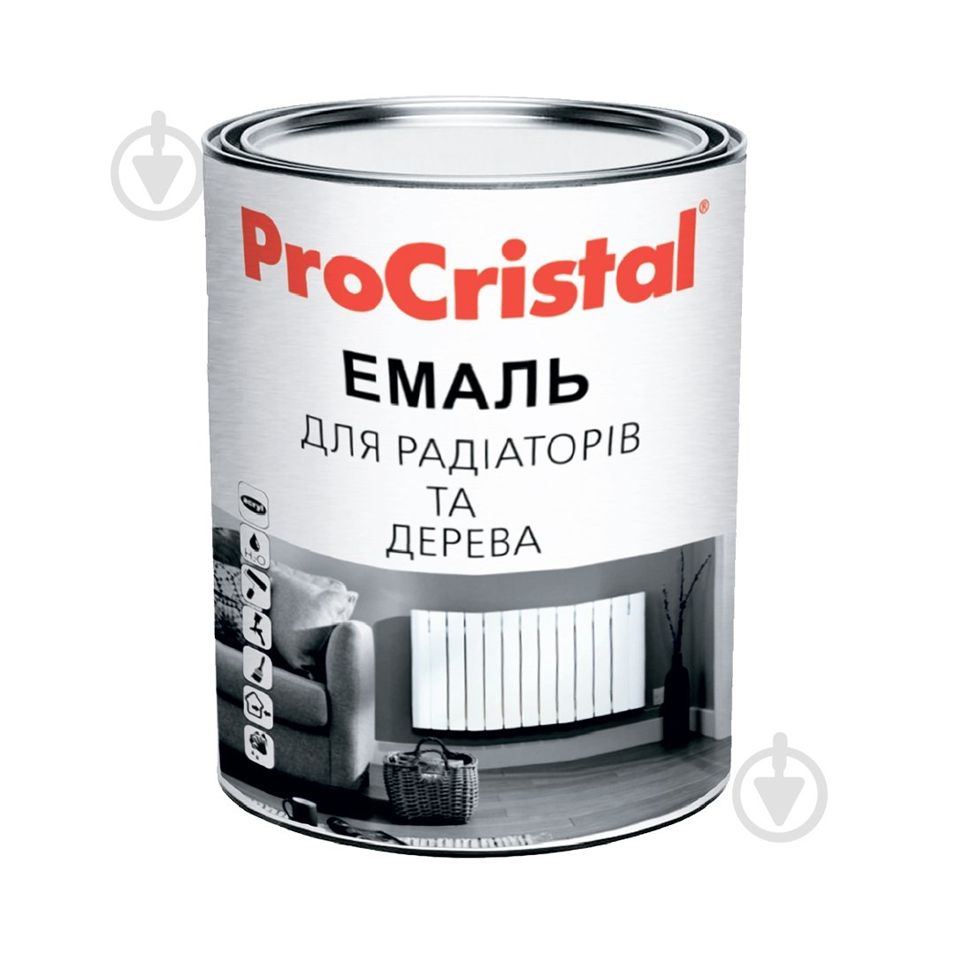 Емаль ProCristal акрилова для радіаторів та дерева білий мат 0,8 л - фото 1