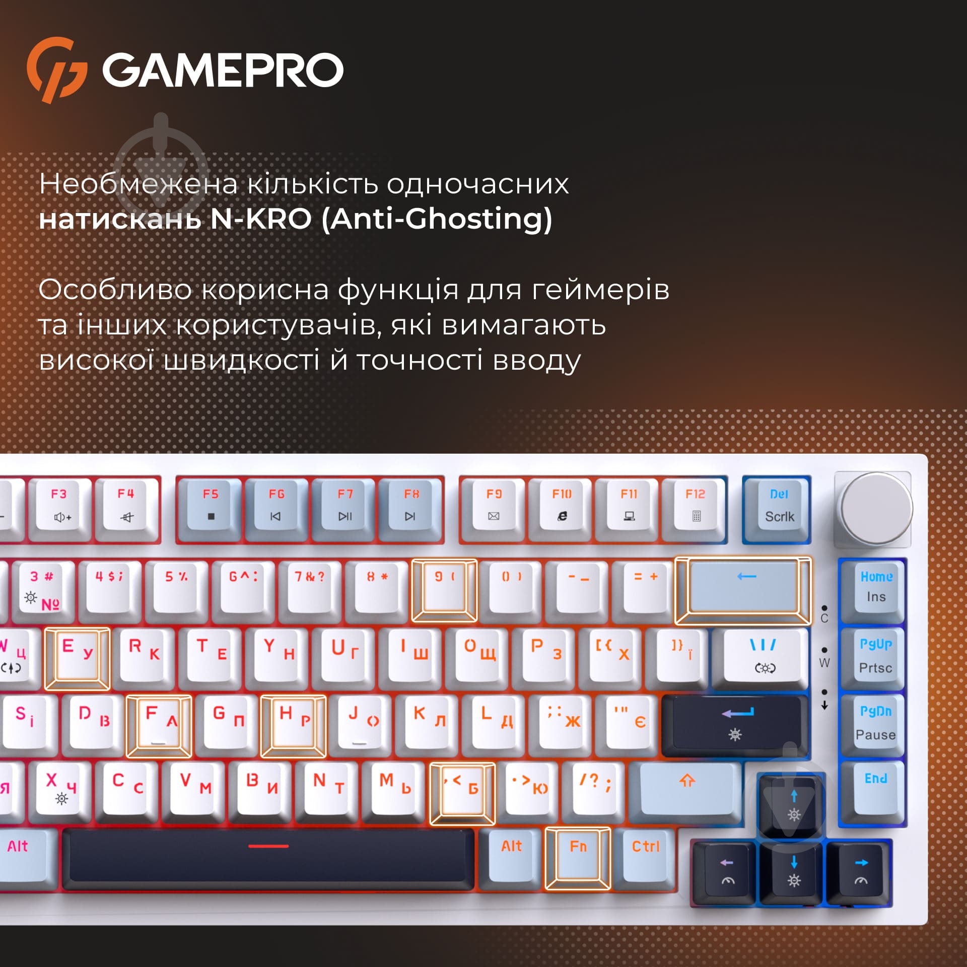 Клавіатура ігрова GamePro MK160BL (MK160BL) Genesis Warden outemu swithes white - фото 10