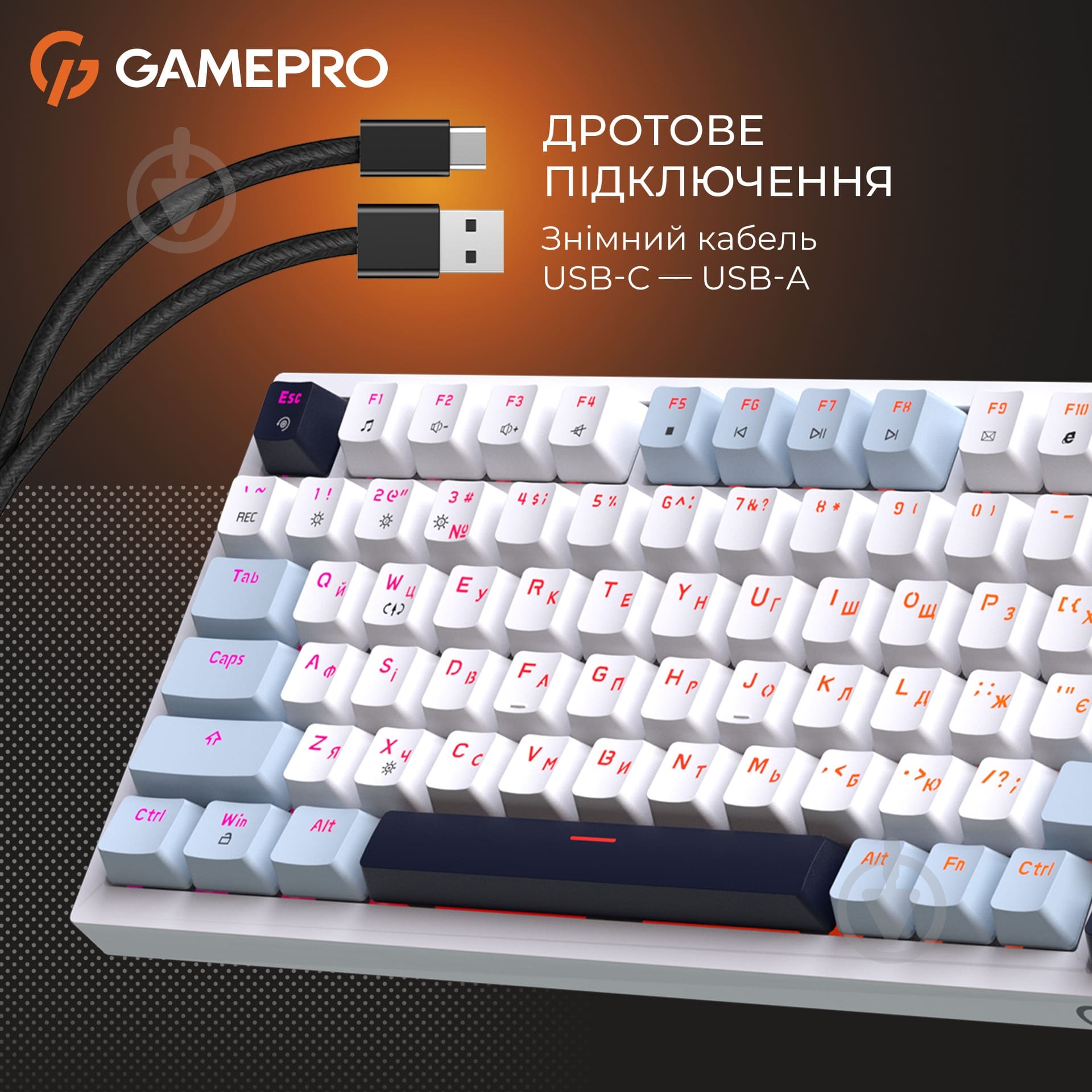 Клавіатура ігрова GamePro MK160BL (MK160BL) Genesis Warden outemu swithes white - фото 12