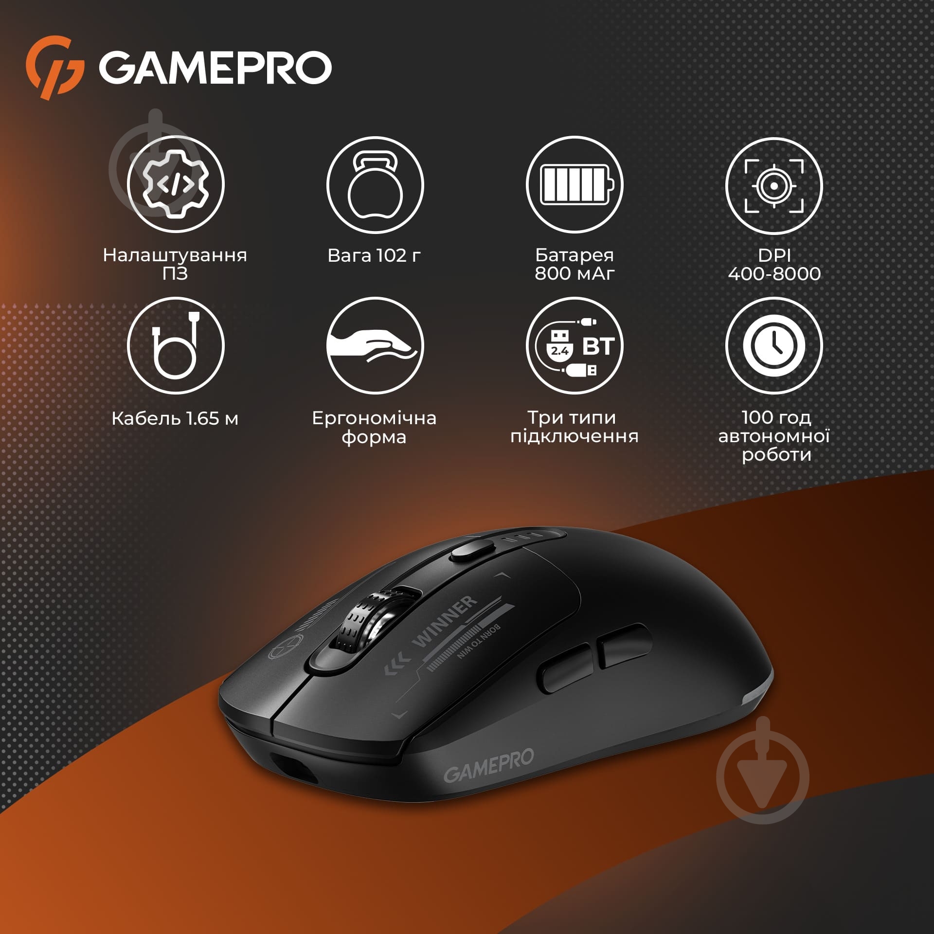 Мышка беспроводная GamePro Genesis Winner black (GM079B) - фото 12