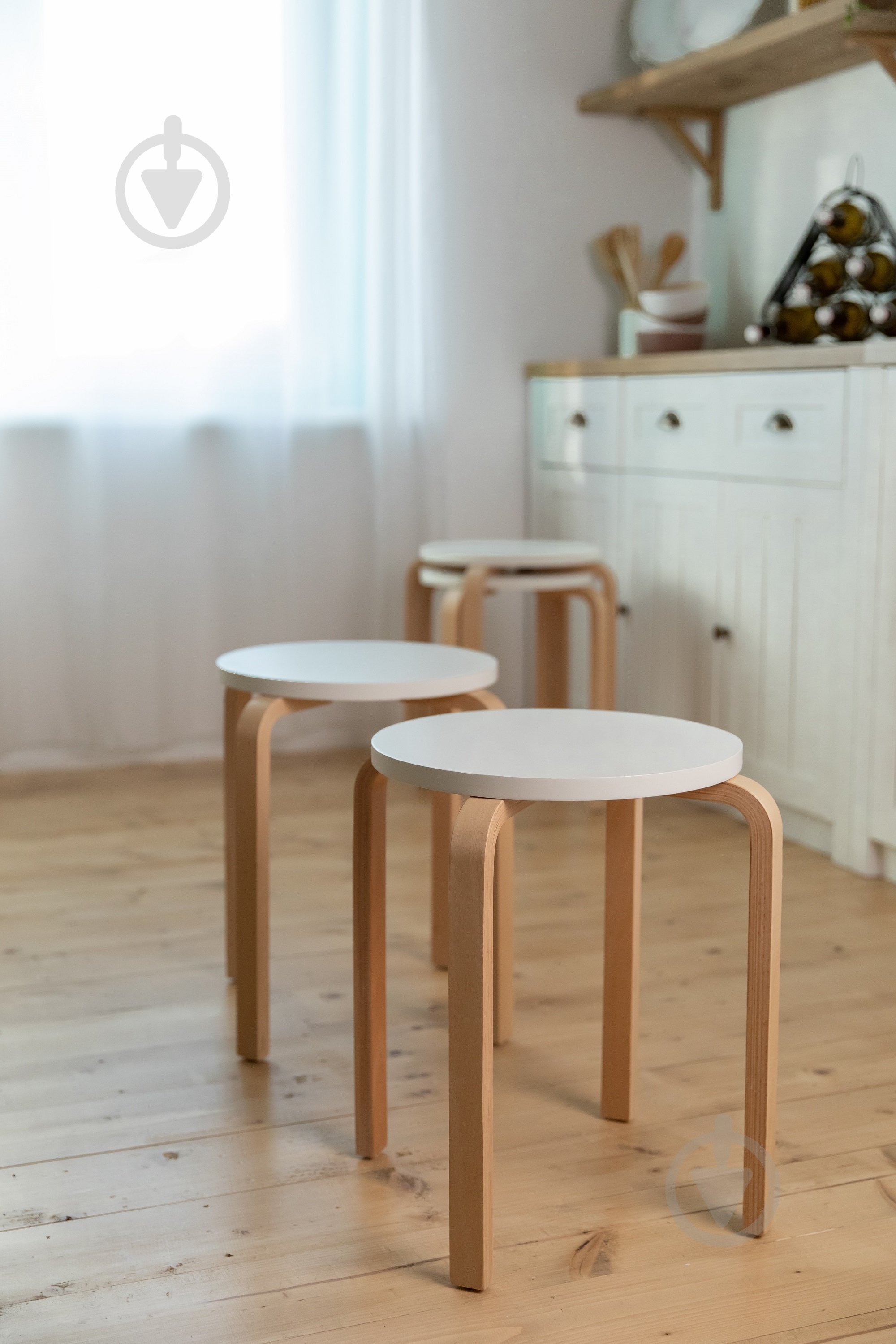 Табурет деревянный бук коричневый / белый - фото 6