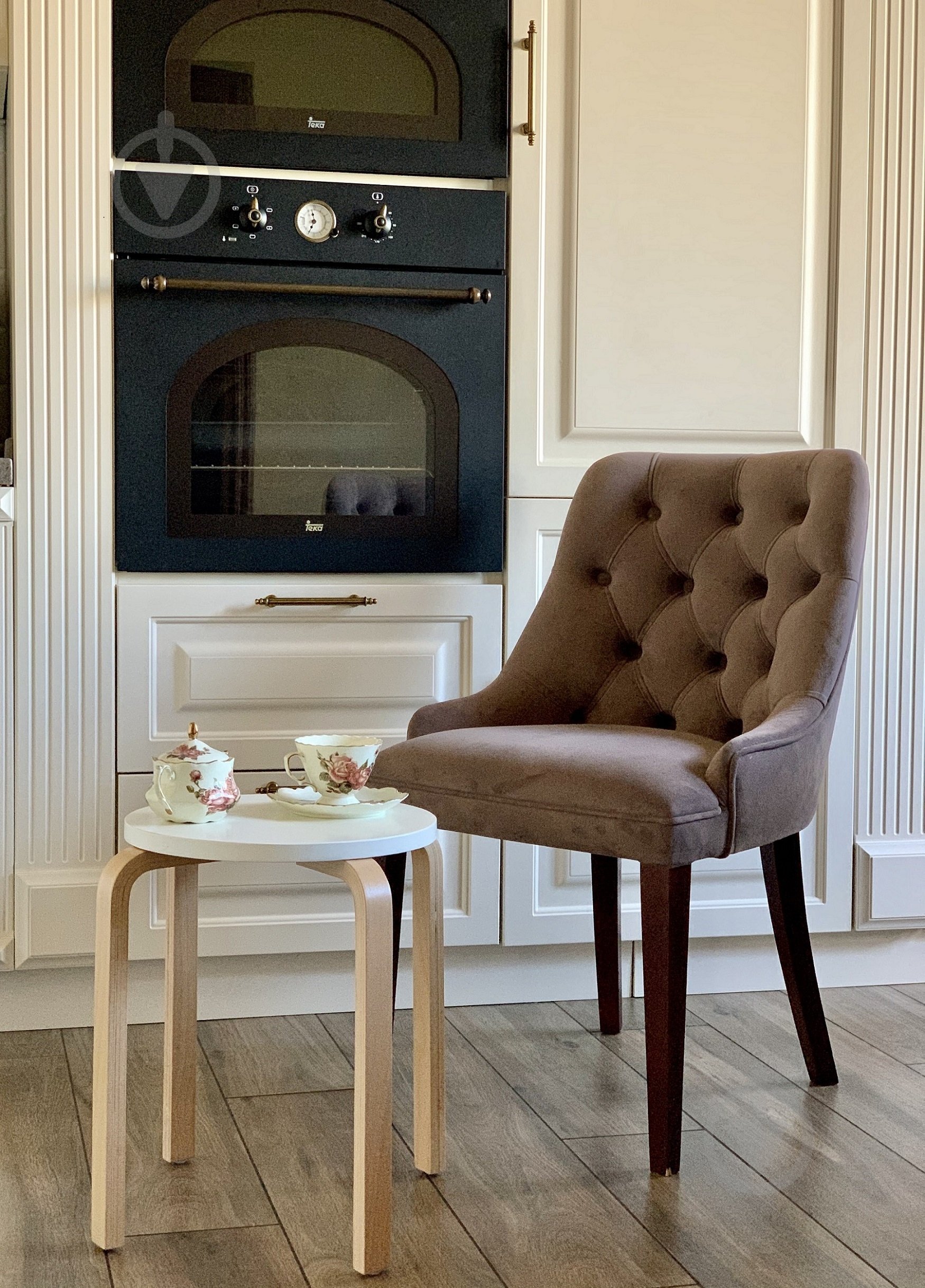 Табурет деревянный бук коричневый / белый - фото 8