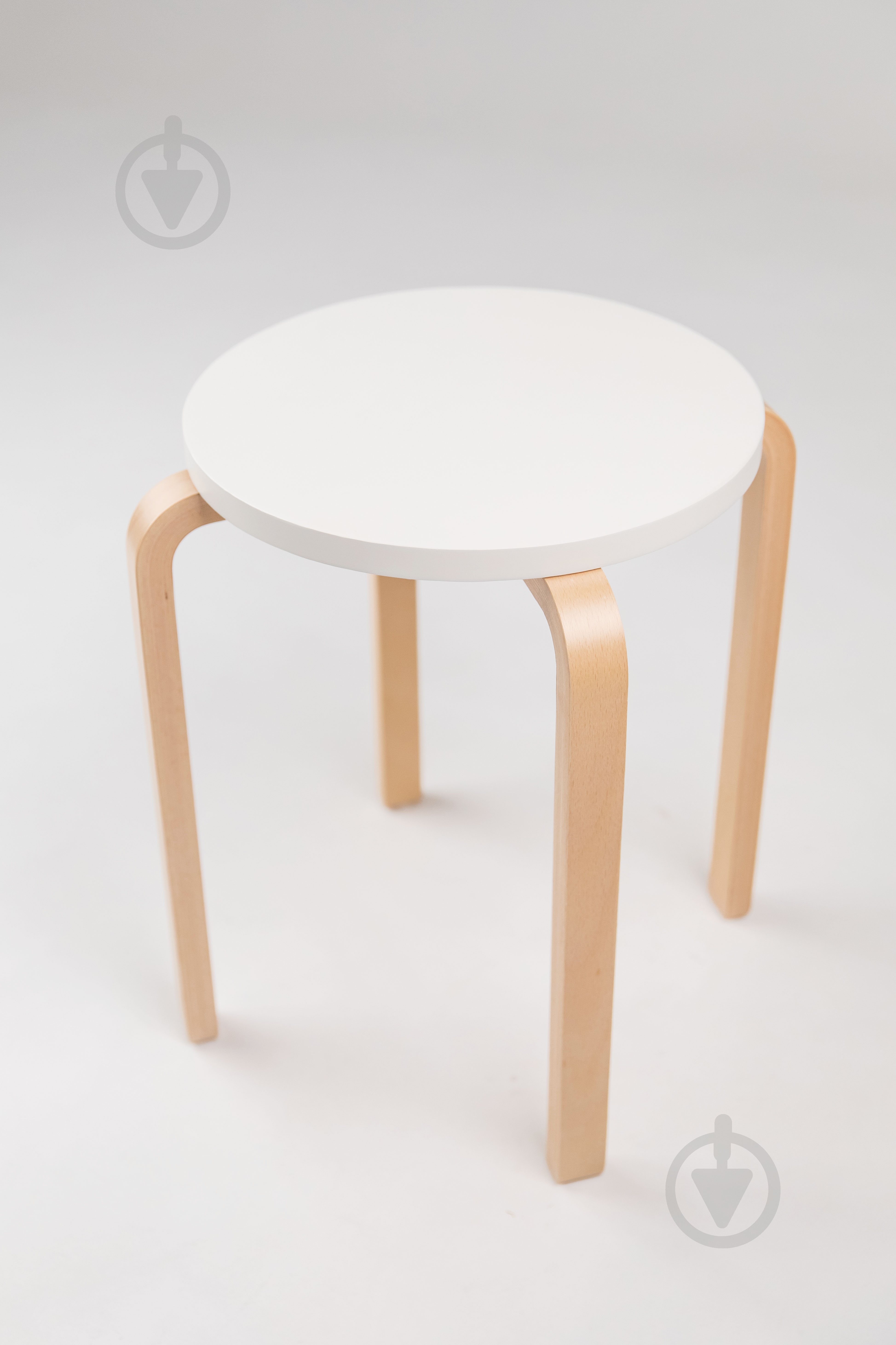 Табурет деревянный бук коричневый / белый - фото 2