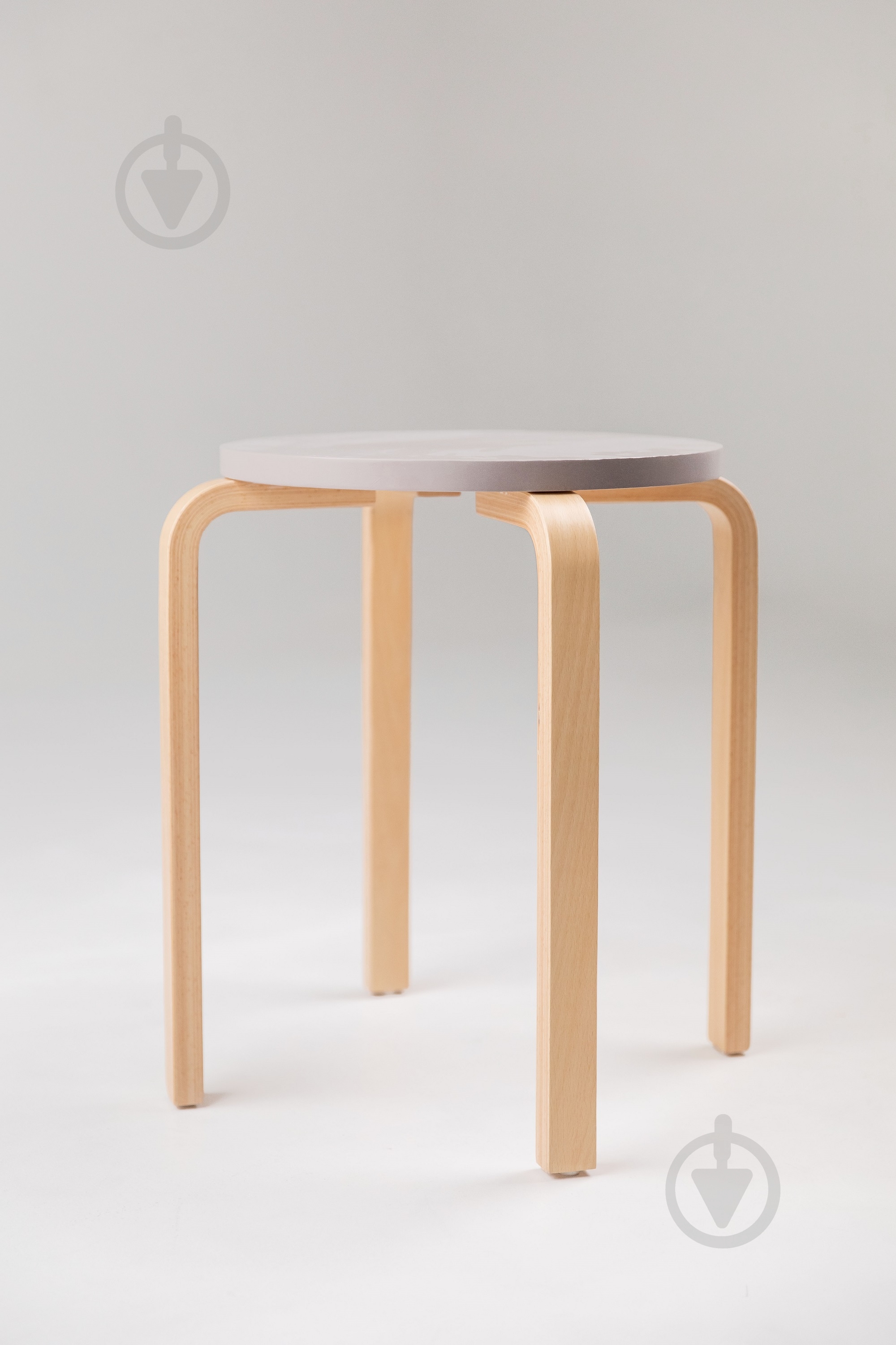 Табурет деревянный 460х350х350 коричневый / серый - фото 2