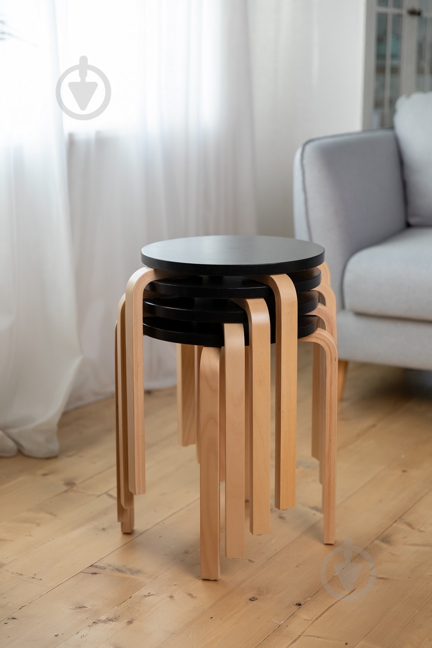 Табурет деревянный 460х350х350 коричневый / черный - фото 5