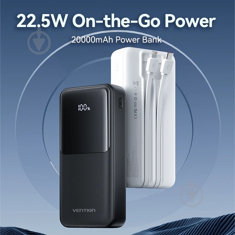 Повербанк Vention 20000 mAh white (FHPW0) - фото 3