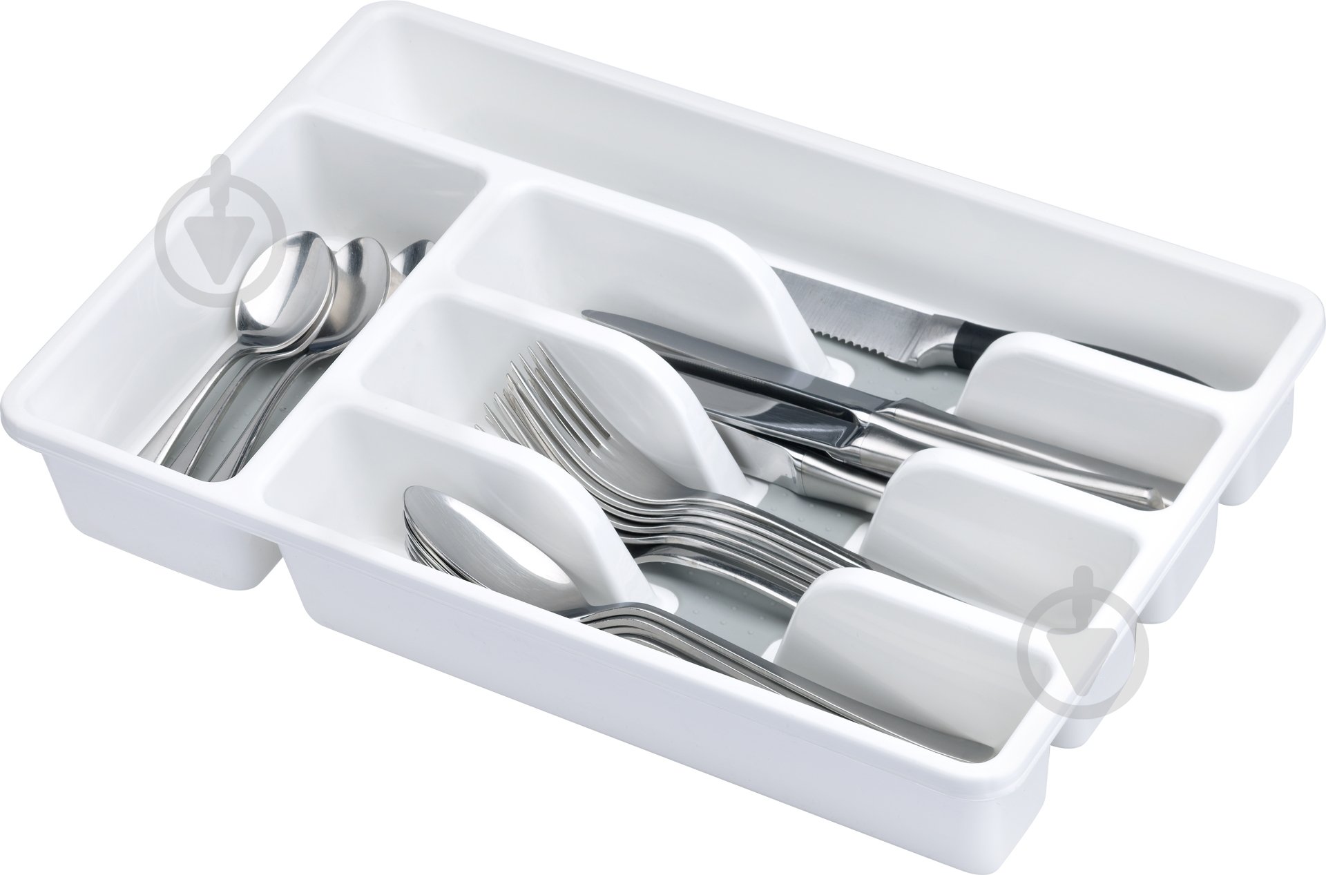 Лоток для столових приборів Gondol Plastic 26,5x36,5x5 см біло-сірий - фото 1