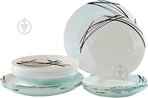 Сервиз столовый Arcopal Domitille noir 18 пр.белый P3364 - фото 1