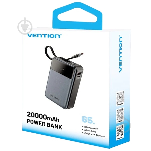 Повербанк Vention 20000 mAh black (FHYB0) - фото 2