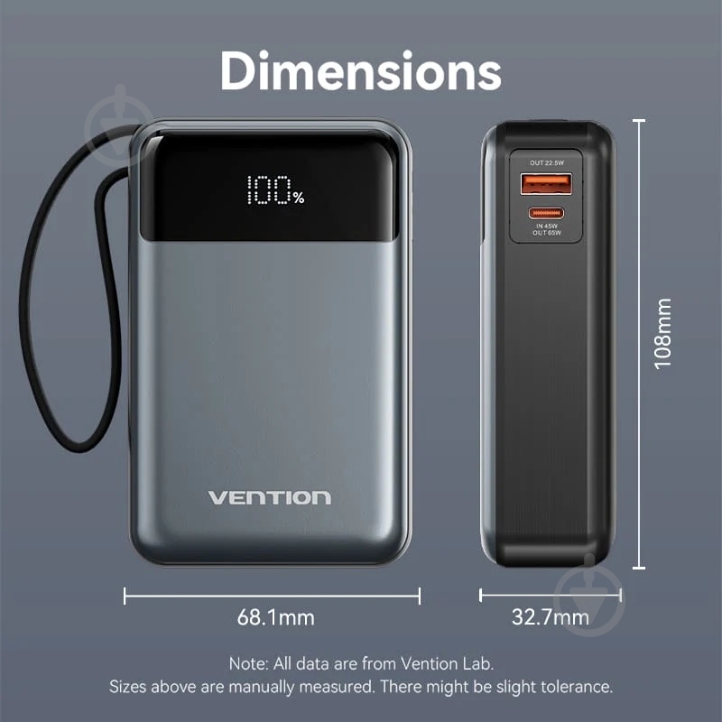 Повербанк Vention 20000 mAh black (FHYB0) - фото 3