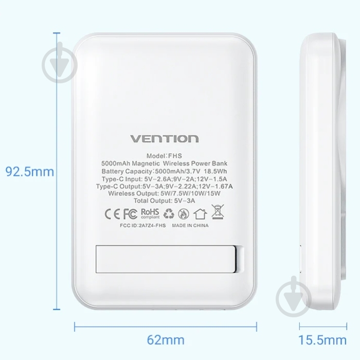 Повербанк Vention 5000 mAh white (FHSW0) - фото 4