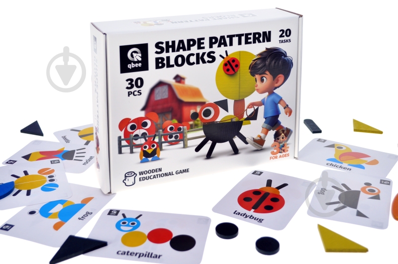 Игра деревянная qbee Фигурная мозаика 30 элементов 900071 - фото 1 Игра деревянная qbee Фигурная мозаика 30 элементов 900071 - фото 1