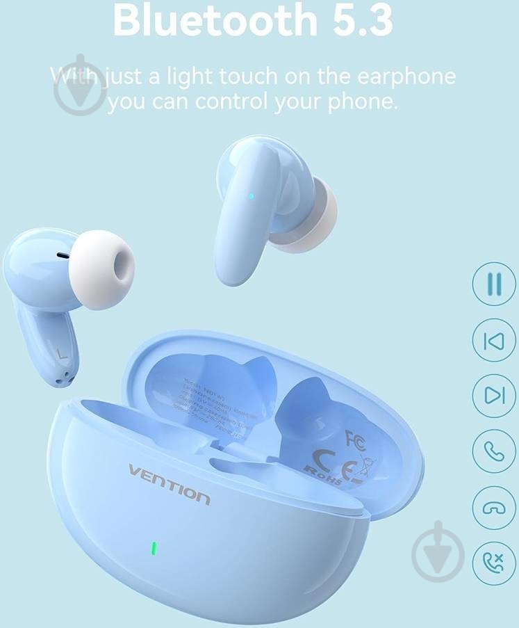Гарнитура Vention Elf Earbuds E01 blue (NBFS0) - фото 3