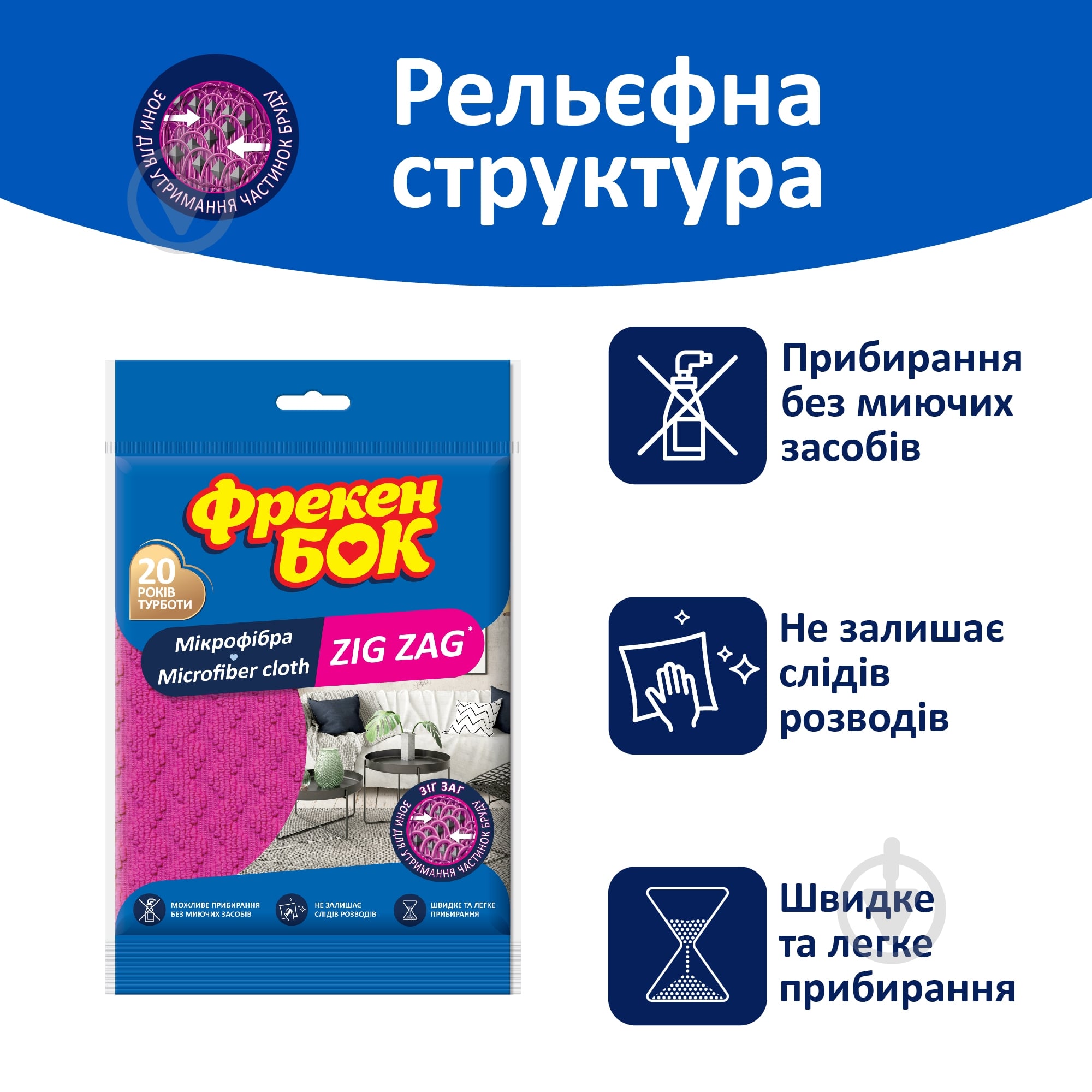 ᐉ Серветка Фрекен Бок Zig Zag 35х35 см 1 шт./уп. рожева • Краща