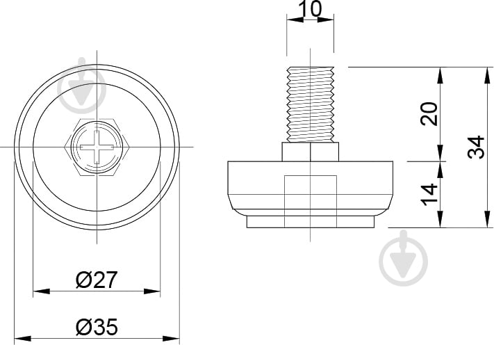 Ніжка з різьбою DC R-13M підп'ятник джокер - фото 3
