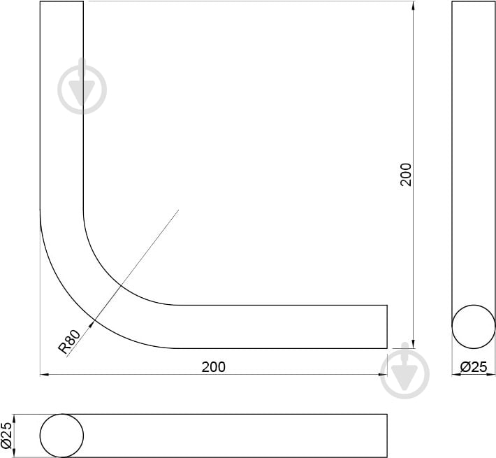 Угол прямой DC для трубы d25 мм R-32 20x20 см - фото 3