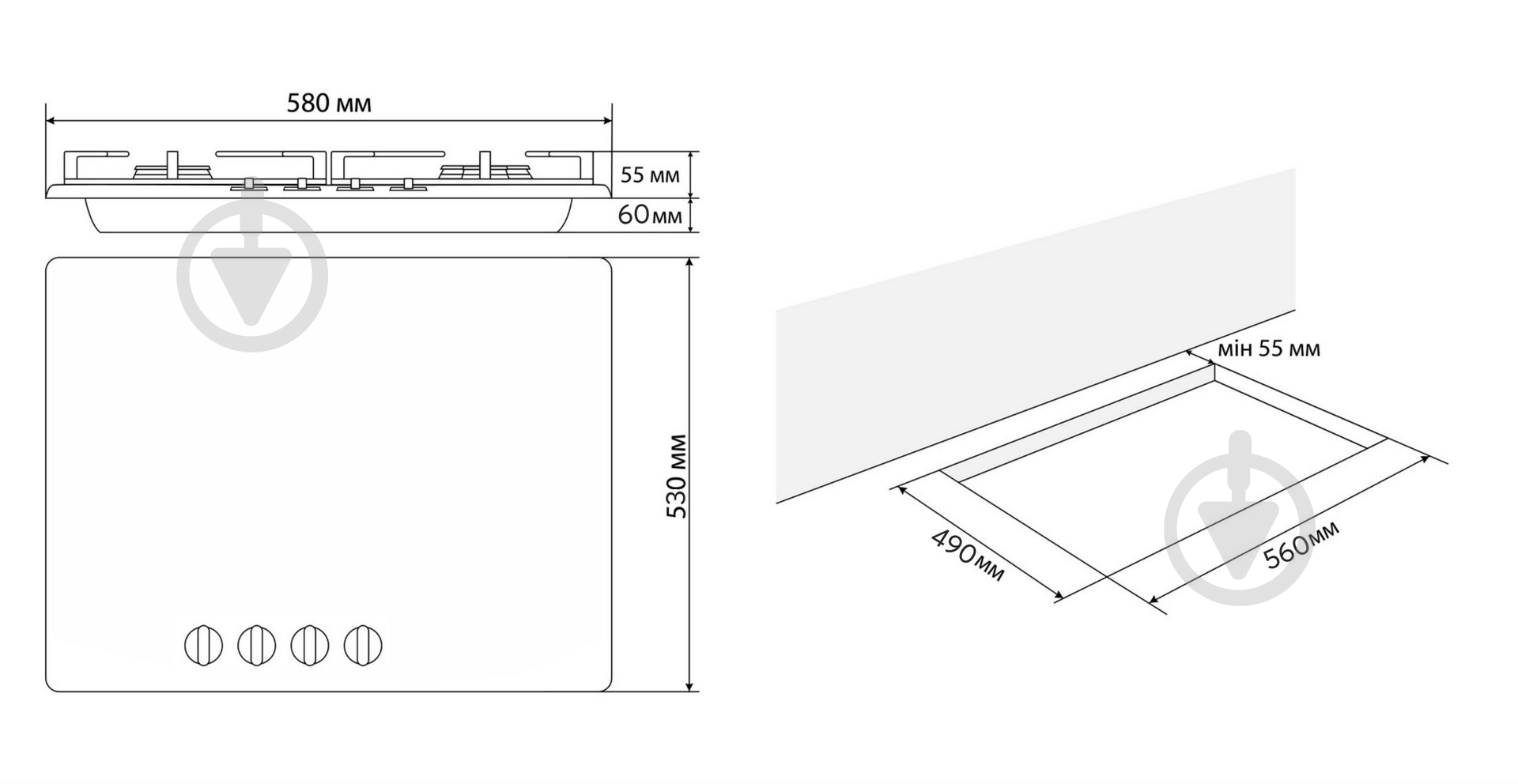 Варочная поверхность газовая Jantar HMF 60 BL EF - фото 12