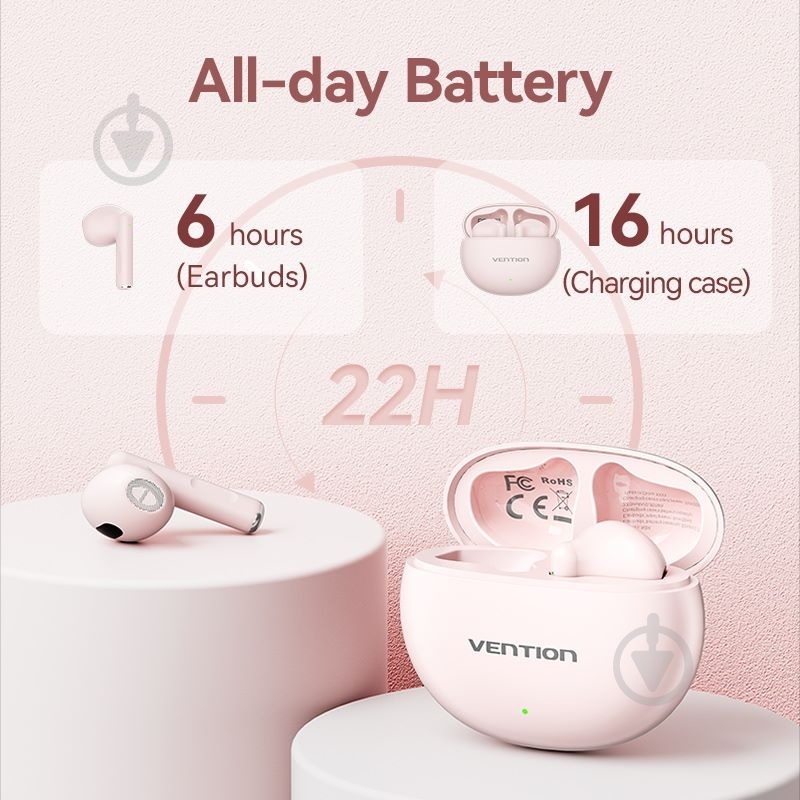 Гарнітура Vention Elf Earbuds E06 pink (NBKP0) - фото 8